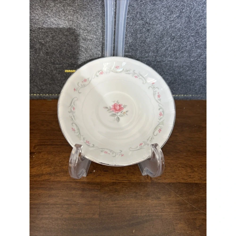 Vintage Royal Swirl Fine China Japan Pink Rose‎ Saucer 6